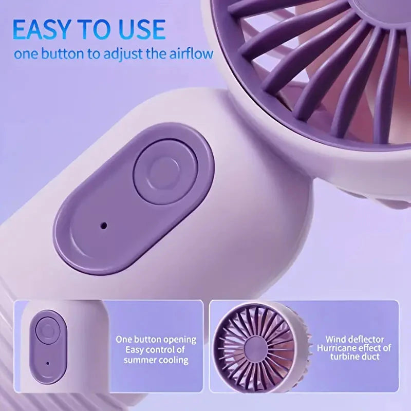 USB Rechargeable Mini Portable Fan with 3 Speeds
