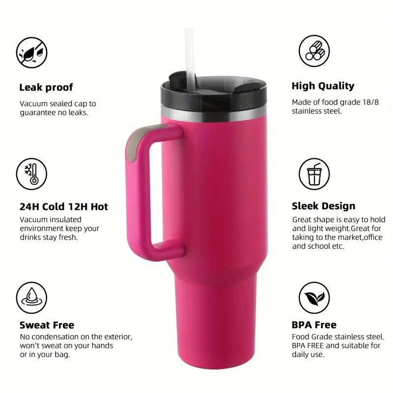 Tumbler with Handle And Straw Lid, Leak-proof Travel 40oz Coffee Mug